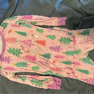 Festive Pink Pajama Set with Christmas Trees
